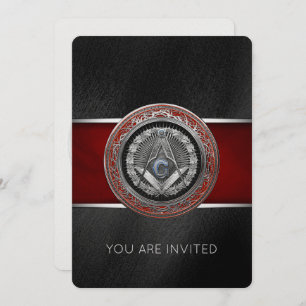 [100] Master Mason - Silver Square & Compasses Invitation