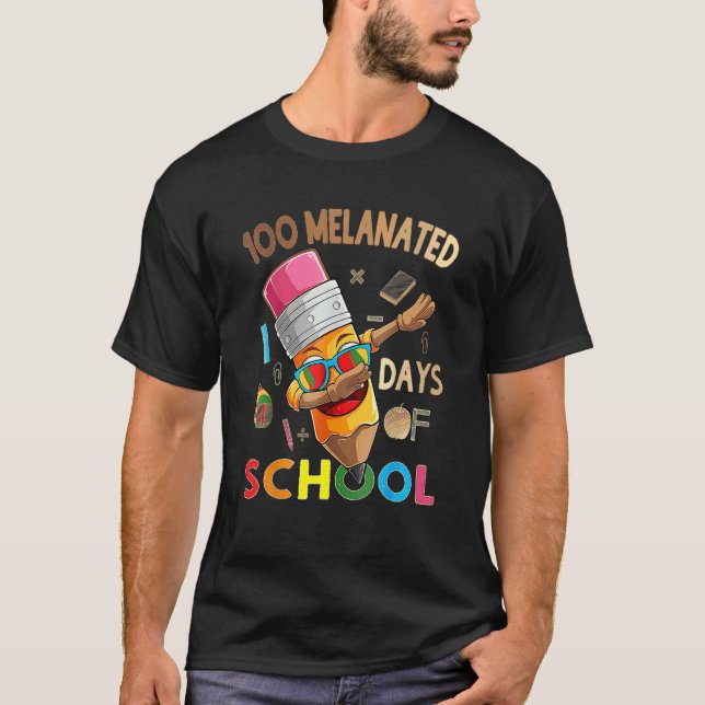 100 Melanated Days Of School African American Dabb T-Shirt (Front)