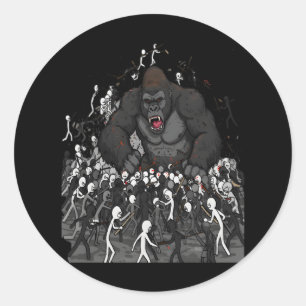 100 Men vs 1 Gorilla, Gift for Him, Gorilla Debate Classic Round Sticker
