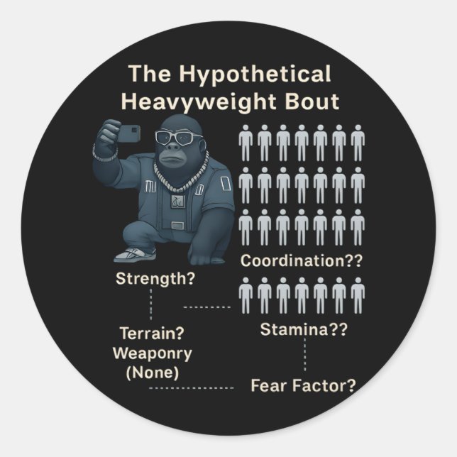 100 Men vs Cool Gorilla Classic Round Sticker (Front)