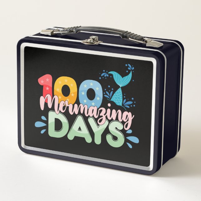 100 Mermazing Days 100th Day of School Mermaid Metal Lunch Box (Front)