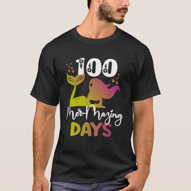 100 Mermazing Days Of School Mermaid  Kid Girl Tea T-Shirt (Front)
