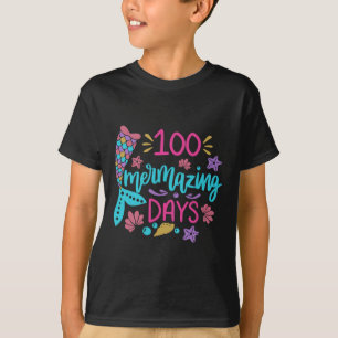 100 Mermazing Days Of School Mermaid Tail Girl Tea T-Shirt