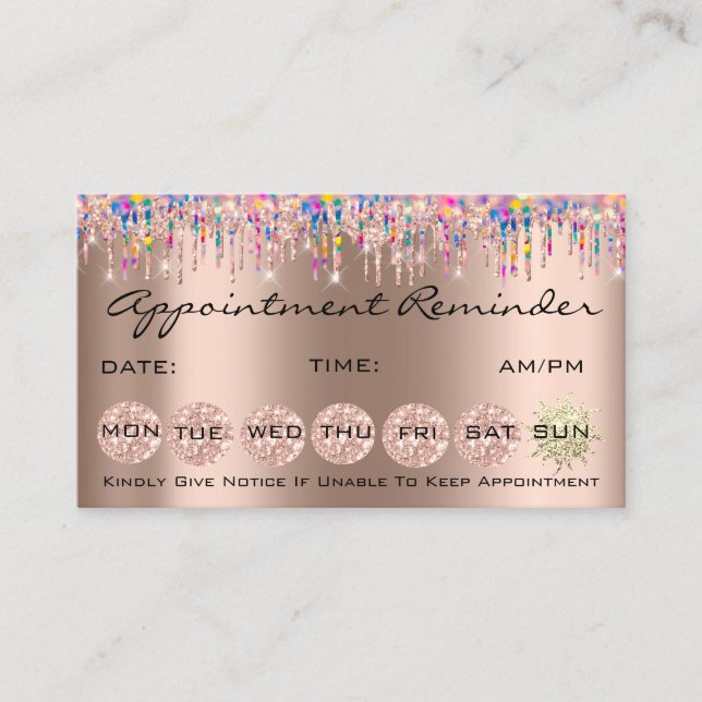 100 Nails Appointment Reminder Holograph Rose Business Card (Front)