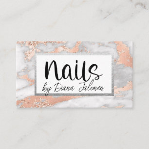100 Nails Appointment Reminder Rose Marble Business Card