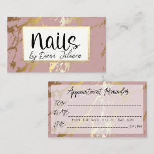 100 Nails Appointment Reminder Rose Marble Business Card