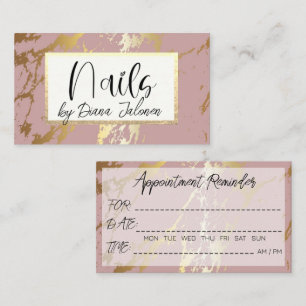 100 Nails Appointment Reminder Rose Marble Business Card
