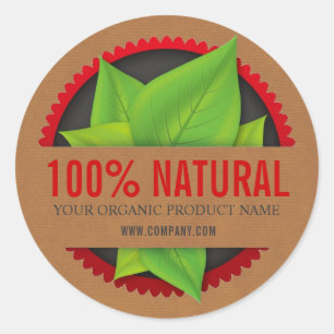 100% Natural Herbal Organic Product Stickers