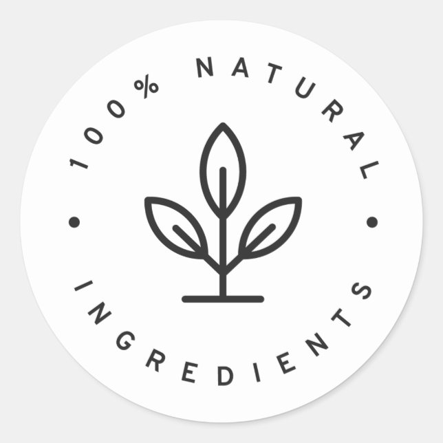 100% natural ingredients classic round sticker (Front)