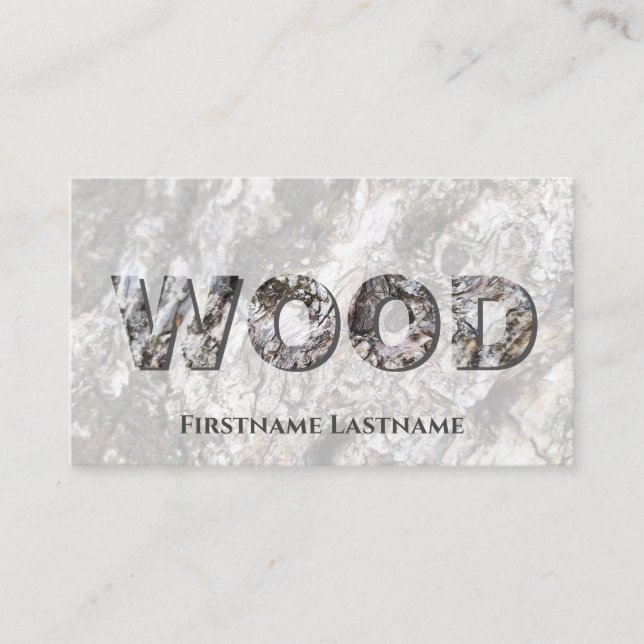 100% natural organic wood grain wooden letters business card (Front)