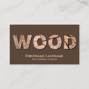 100% natural organic wooden letters in wood grain business card