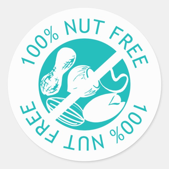 100% Nut Free Customised Colour Label (Front)