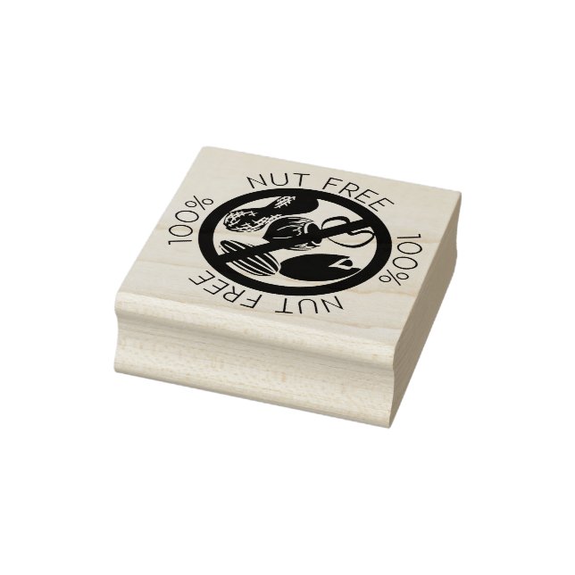 100% Nut Free No Peanuts or Tree Nuts Symbol Rubber Stamp (Stamp)