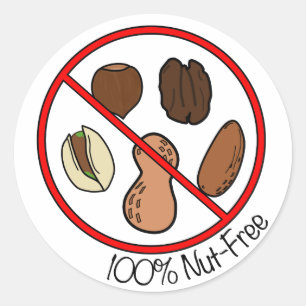 100% Nut Free (Tree nuts & Peanuts) Classic Round Sticker