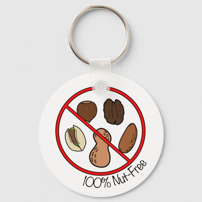 100% Nut Free (Tree nuts & Peanuts) Key Ring (Front)