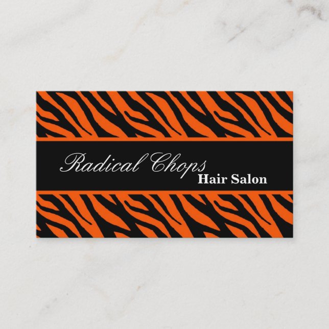 100 Orange Black Zebra Print Pattern Business Card (Front)