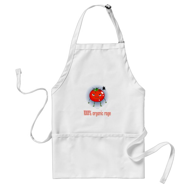 100% Organic Rage Funny Angry Tomato Standard Apron (Front)