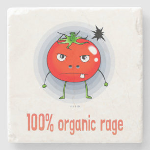 100% Organic Rage Funny Angry Tomato Stone Coaster