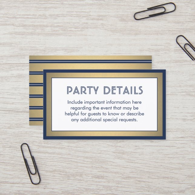 100 Pack Details Enclosure Navy Blue, White & Gold Business Card (Front/Back In Situ)