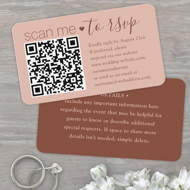 100 Pack DIY Colours Terracotta Details & QR RSVP Business Card (Creator Uploaded)