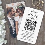 100 Pack Online QR RSVP & Photo Wedding Enclosure Business Card<br><div class="desc">Share one of your engagement or wedding photos and simplify RSVP responses with chic modern QR code enclosure cards. The picture and all text are simple to customise, including wording that reads "please rsvp online". To make your own QR code using the generator, simply type the website URL into the...</div>