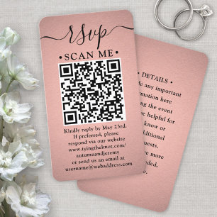 100 Pack QR RSVP Faux Rose Gold Foil Enclosure Business Card