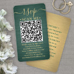 100 Pack QR RSVP Green and Gold Wedding Enclosure Business Card<br><div class="desc">Simplify RSVP responses and provide any important details with chic modern QR code enclosure cards. All text is simple to customise, including wording that reads "rsvp scan me". To make your own QR code using the generator, simply type the website URL into the template. By scanning the card with their...</div>