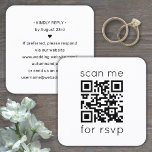 100 Pack QR RSVP Modern Minimal Wedding Enclosure Square Business Card<br><div class="desc">Simplify RSVP responses with chic modern QR Code square enclosure cards. Back of card includes any celebration details of your choice such as directions, website, or special requests. All text is simple to customize, including wording that reads "scan me for rsvp." To make your own QR code using the generator,...</div>