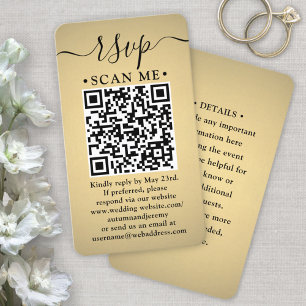 100 Pack QR RSVP Wedding Faux Gold Enclosure Business Card