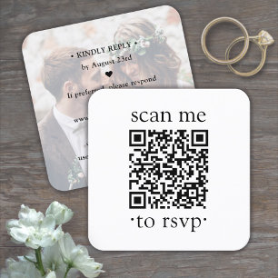 100 Pack QR RSVP Wedding Simple Photo Enclosure Square Business Card