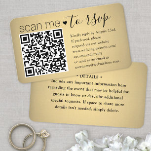 100 Pack Scan Me QR RSVP Faux Gold Foil Enclosure Business Card