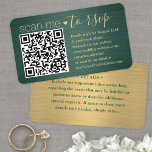 100 Pack Scan Me QR RSVP Green and Gold Wedding Business Card<br><div class="desc">Simplify RSVP responses and provide any important details with chic modern QR code enclosure cards. All text is simple to customise, including wording that reads "scan me to rsvp". To make your own QR code using the generator, simply type the website URL into the template. By scanning the card with...</div>