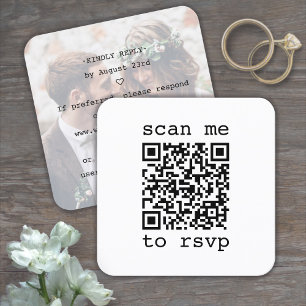 100 Pack Simple QR RSVP & Photo Wedding Enclosure Square Business Card