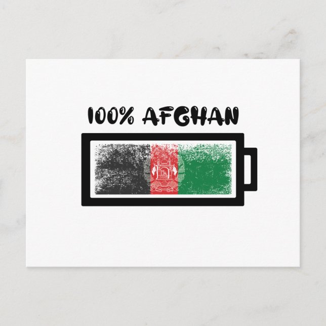 100 Percent Afghan Flag Postcard (Front)