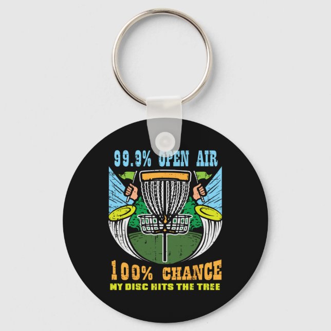 100 Percent Chance Disc Hits Tree Frisbee Golf Men Key Ring (Front)