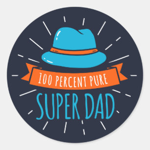 100 Percent Pure Super Dad Modern Father's Day Classic Round Sticker