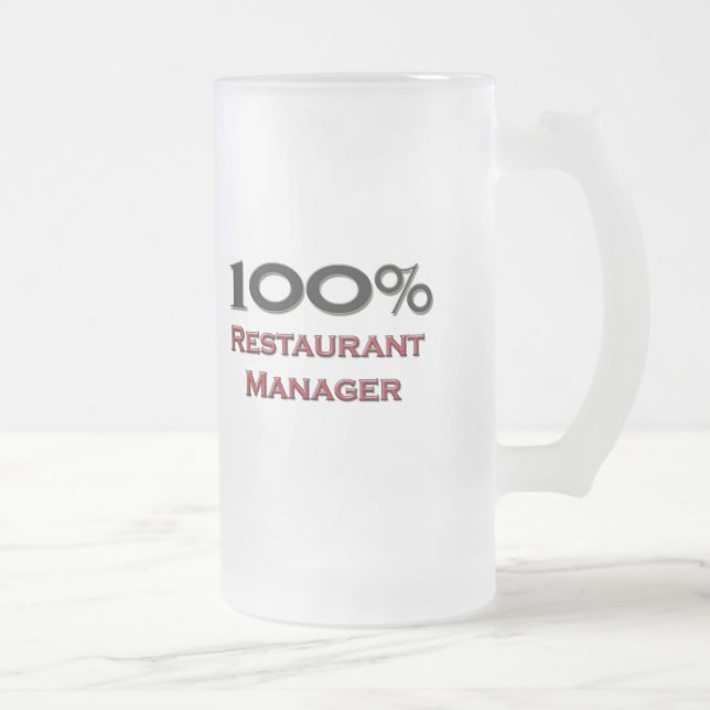 100 Percent Restaurant Manager Frosted Glass Beer Mug (Right)