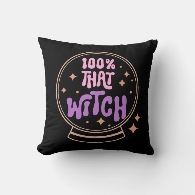 100 Percent That Witch Black Halloween Cushion (Front)