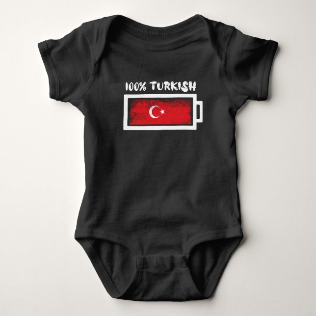 100 Percent Turkish Flag Baby Bodysuit (Front)