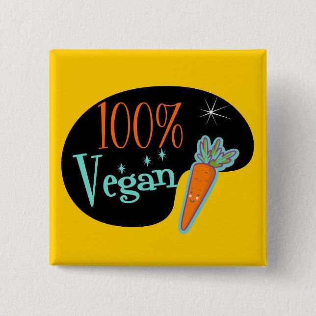 100 Percent Vegan 15 Cm Square Badge (Front)