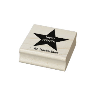 "100%! PERFECT!" Teacher Rubber Stamp