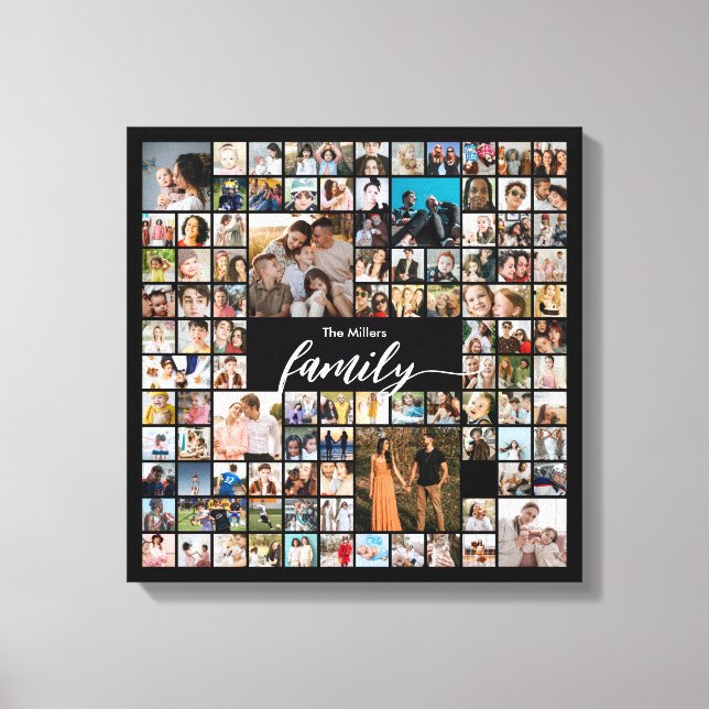 100 Photo Collage Family Portrait Canvas Print (Front)