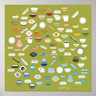 100 Pieces of Pyrex - Green Poster