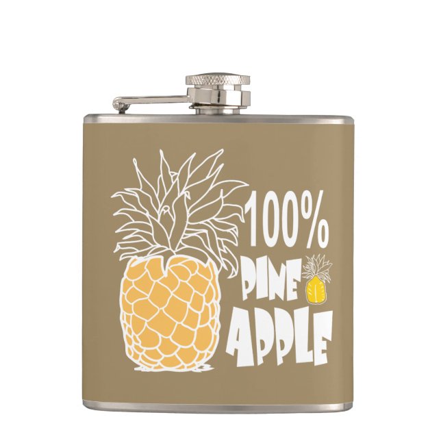 100% pineapple hip flask (Front)