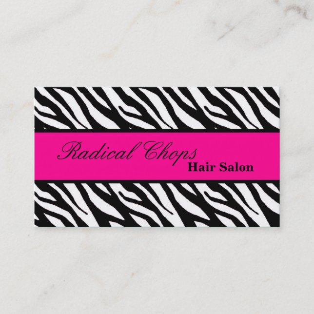 100 Pink Black Zebra Print Pattern Business Card (Front)