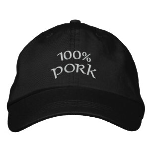 100% Pork Embroidered Hat