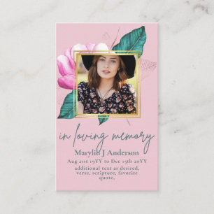 100 Pretty Floral Prayer Funeral Memorial PHOTO Business Card