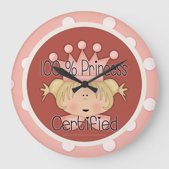 100% Princess Certified Round Wall Clock (Front)