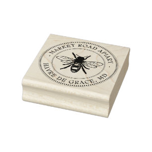 100% Pure Made By Bees Apiary Stamp Heraldic Bee