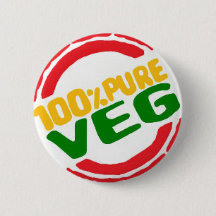 100% Pure Veg 6 Cm Round Badge
